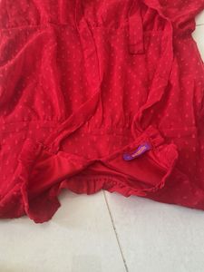 Elegant Red Swiss Dot Dress Material
