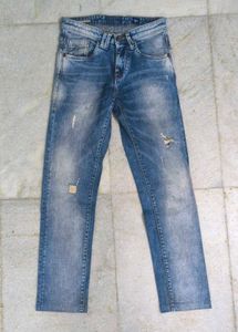 Distressed Blue Denim Jeans
