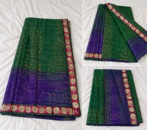 Elegant Green Saree with Purple Border