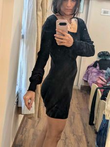 Chic Black Knit Mini Dress