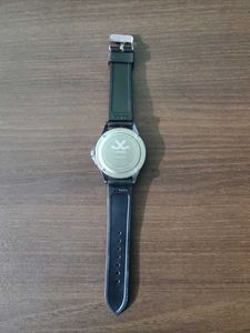 Men's Black Leather Strap Watch