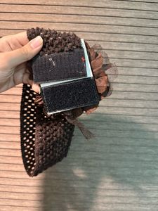 Brown Crochet Belt with Flower