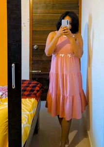 Coquette Peach Dress - Free size