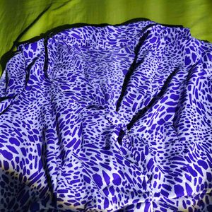 Flowy Purple &amp; White Printed Dress