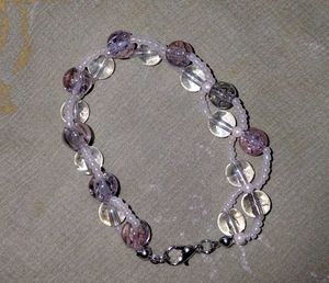 Purple & Clear Beaded Bracelet