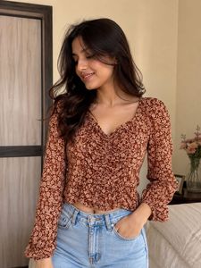 Chic Floral Print Long Sleeve Top