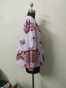 Boho Floral V-Neck Peasant Blouse