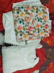 Elegant White Chikankari Kurta Set