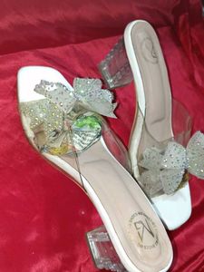 Sparkling Bow Clear Heels