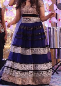 Elegant Blue Sequined Lehenga Choli