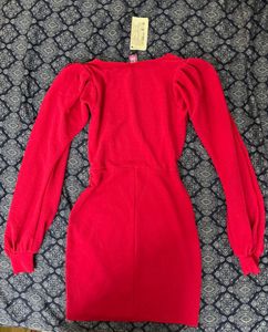 BRAND NEW Vibrant fuchsia Puff Sleeve Midi Dress