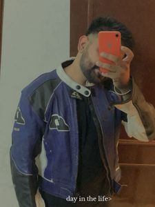 Blue Leather Racing Jacket