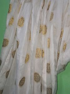 White Salwar Pants with Gold Printof 1