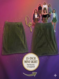 Olive Green Shimmer Mini Skirt