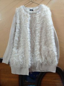 Cream Furry Winter Cardigan