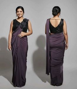 Elegant Purple Readymade Saree with Blouse