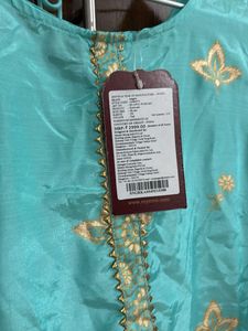Beautiful Blue Kurta set with Gold Print