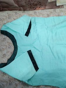 Teal Kurta with Black Trim