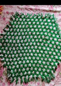 Handmade Green & White Crochet Blanket