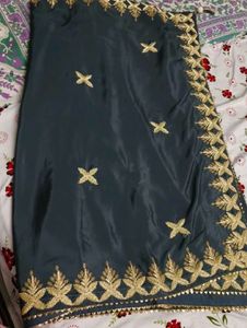 Embroidered crepe Saree