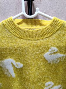 imported women's yellow crewneck sweater