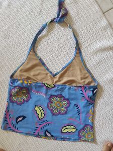 Gap Blue Floral Halter Bikini Top