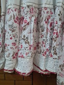 White Floral Print Kurta with Dupatta