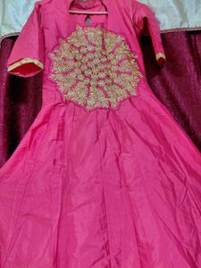 Pink Embroidered Ethnic Gown