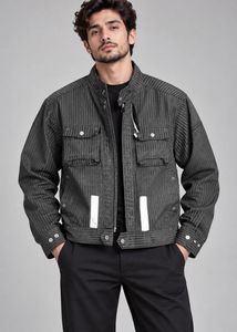 Men's Grey Striped Bomber Jacket