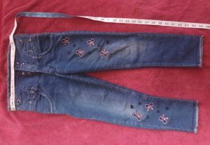 Girls' Blue Jeans with Butterfly Design