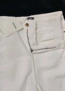 FREAKINS White Denim Raw Edge Shorts