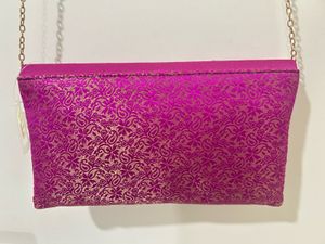 NEERUS Embellished Pink Clutch Bag with Chain