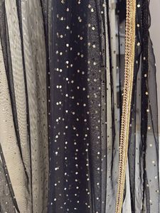 Elegant Black Net Dupatta with Gold Border