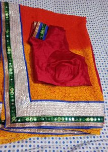 Elegant Red Saree with Embellished Border