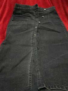 Trendy Denim Button-Front Midi Skirt