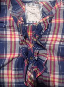Women's Plaid Ruffle Long Sleeve Top