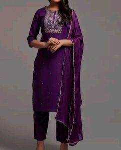 Elegant Purple Embroidered Kurta Set