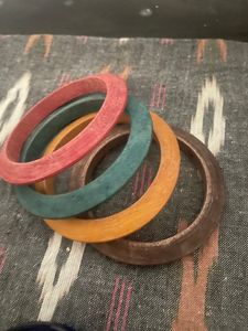 Glass N Wooden Bangles Size:2.4