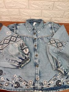 Boho Denim Embroidered Shirt