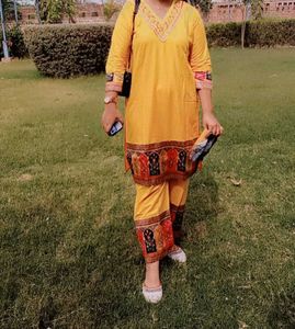Vibrant Yellow Embroidered Kurta