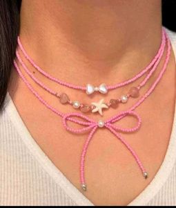 Pink Beaded Necklace Set any three at 500