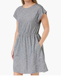 Casual Grey Knit Dress with Pockets