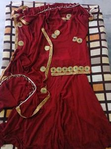 Maroon Lehenga Choli Set with Embellishments