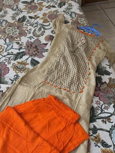Stylish Beige Kurta with Embellishments