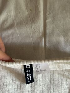 Cream Ribbed Tie-Front Cardigan