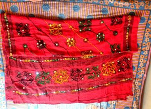 Vibrant Red Embroidered Dupatta