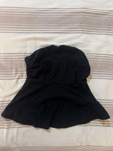 Stylish Black Strapless Peplum Top