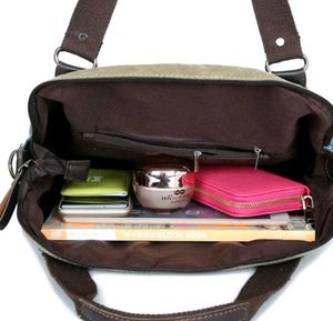 Retro Striped Canvas Shoulder Bag
