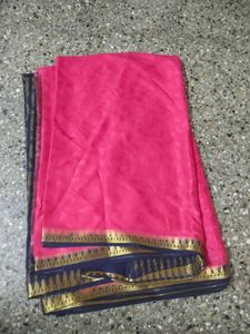 Price dropped Vibrant Pink Saree with Navy Blue
