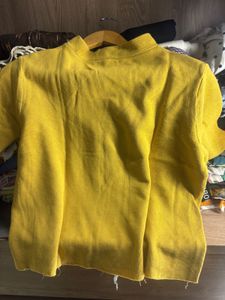 international Zara Yellow Mock Neck Cropped Top